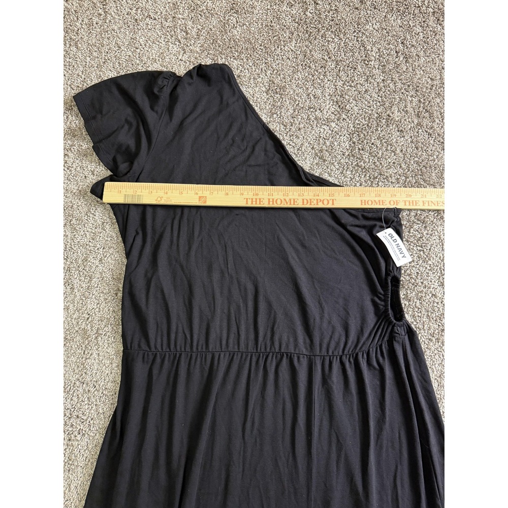 Old Navy Black One Shoulder Cutout‎ Midi Dress 2X Pullover Retro Minimalist - Picture 9 of 15